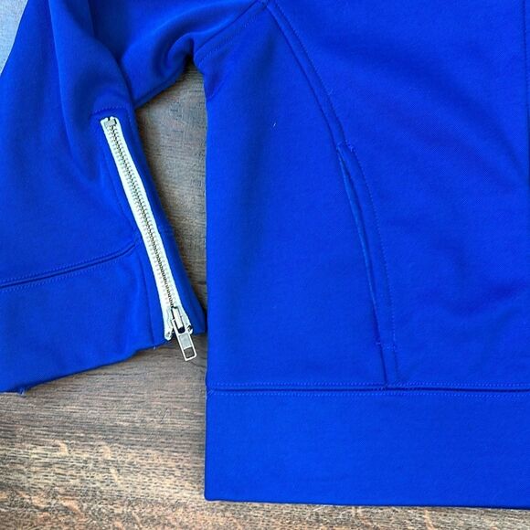 Tommy Hilfiger Jeans Size Small Cropped Off the Shoulder Top Blue Zip Up 90s Y2K - Picture 4 of 12